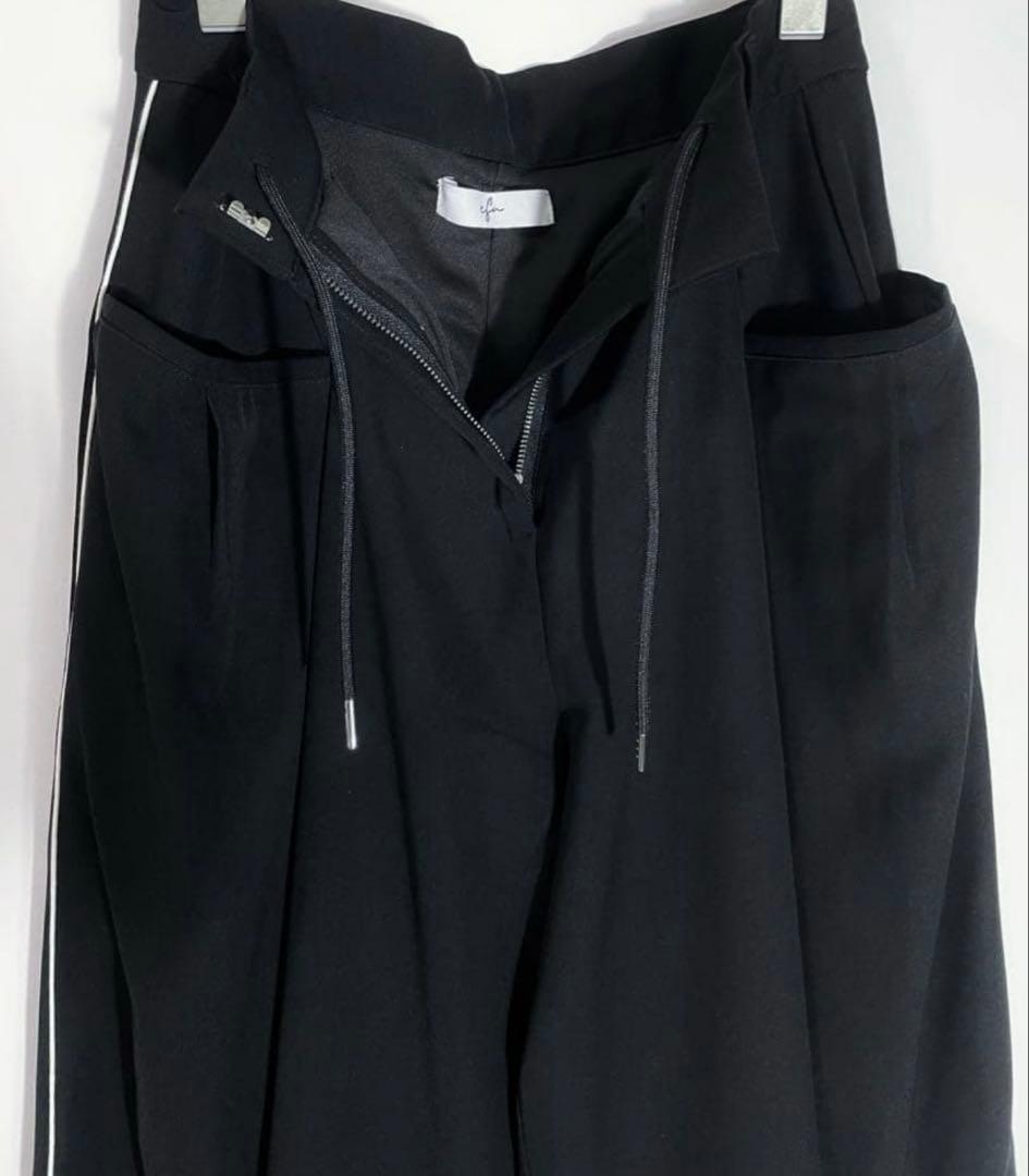 ♡完売美品efu LINE LOOSE TUCK PANTSワイドパンツ黒S