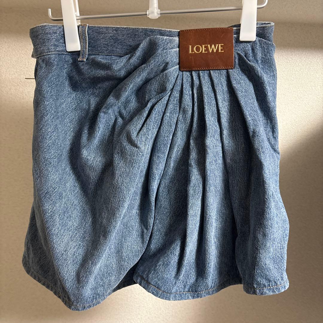 LOEWE デニム プリーツミニスカート　25aw ドレープ