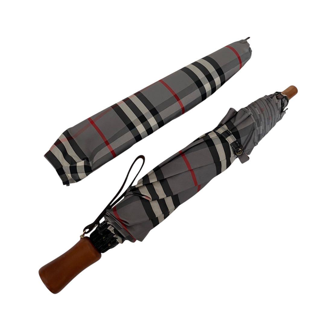 極美品　バーバリーズ　折りたたみ傘　ノバチェック　グレー