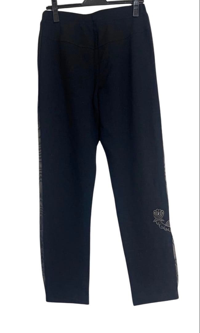 新品アルベロベロブタちゃん刺繍ジュエル素敵黒楽々ウエストゴムパンツサイズL豪華