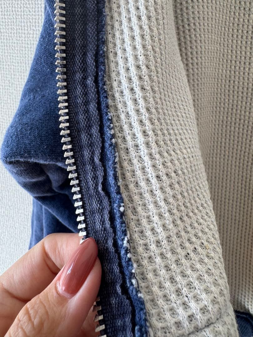 70s Healthknit アルミジップ ダブルフェイス パーカー ナス紺