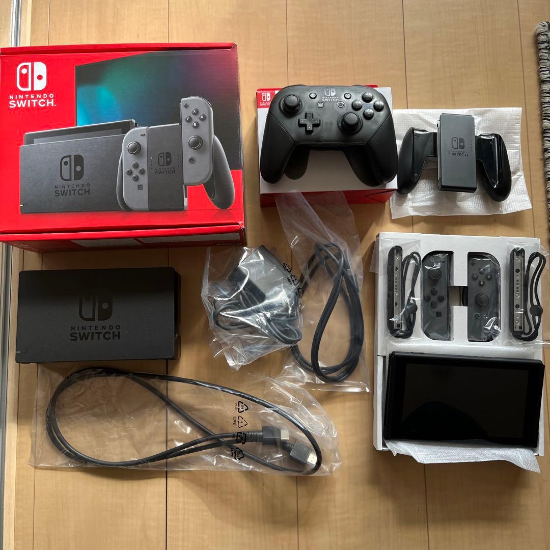 Nintendo Switch 本体 ブラック グレー　proコントローラー付き