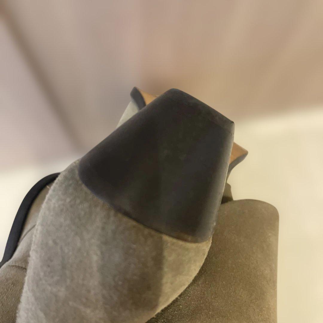 イザベルマランベージュスエード ロングブーツ スカラップデザインサイズ37美品