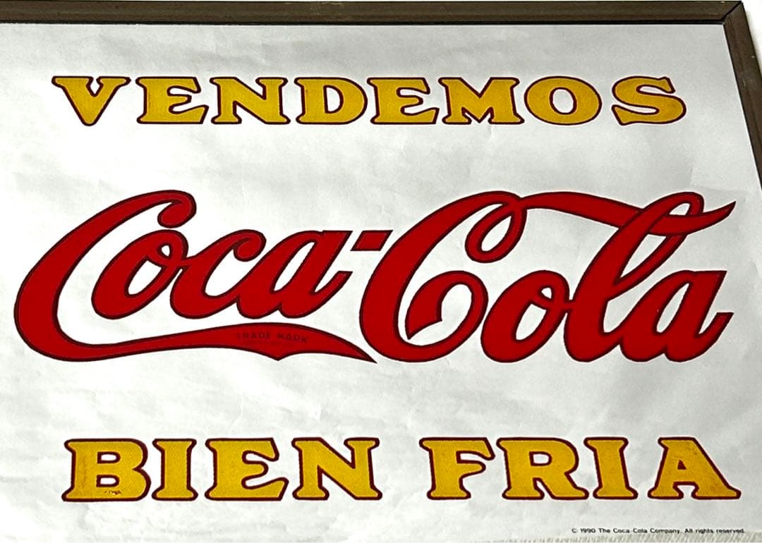 希少 CocaCola コカコーラ スペイン語 ヴィンテージ パブミラー 鏡