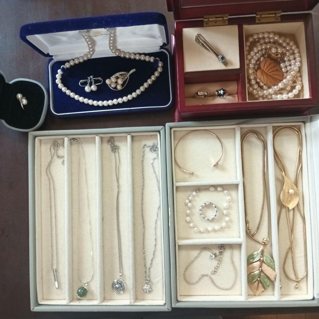 遺品整理生前整理アクセサリー纏め売りパールセットSV925ネックレスネクタイピン