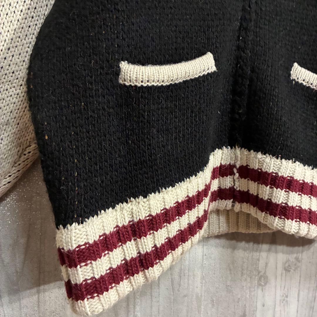 【最高デザイン】ヒューストン　ビッグタイガーロゴ　カウチンジップニット　L