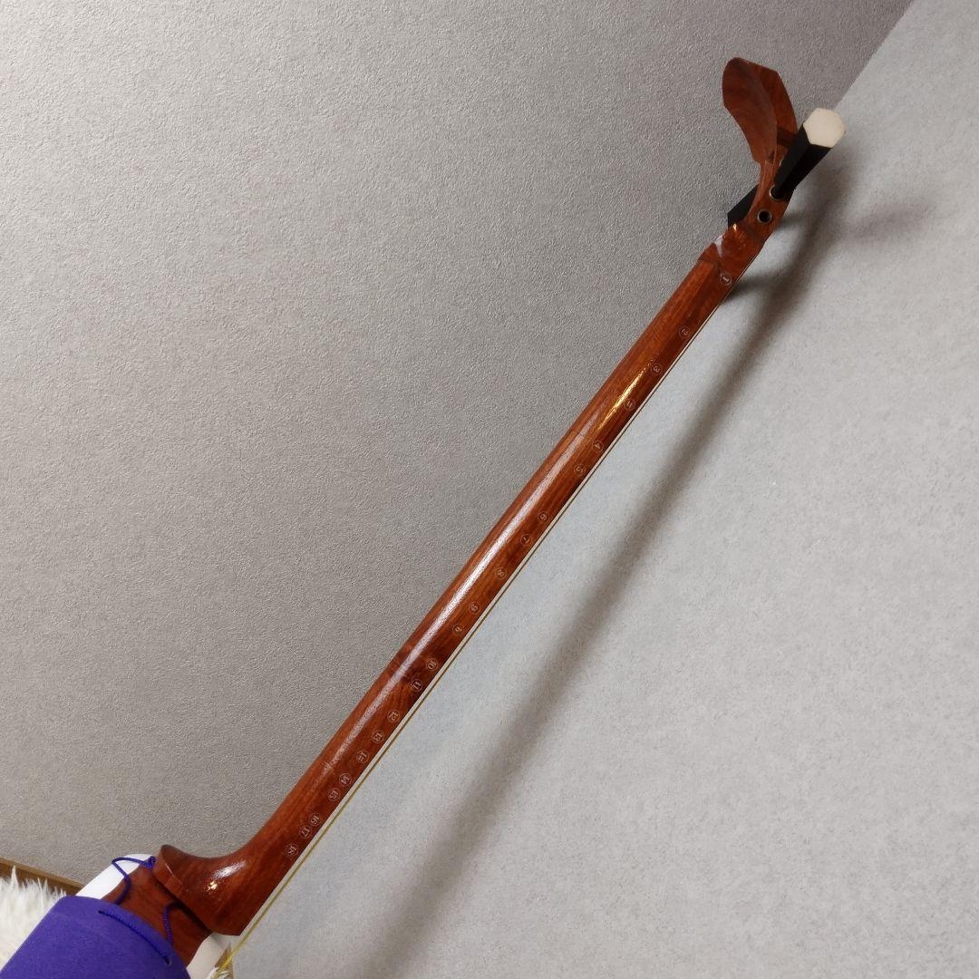 比較的美品　初心者おすすめ　津軽三味線　太棹　正寸　合皮　花梨　胴掛け　糸付属