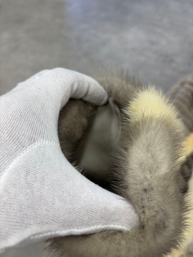 サファイアミンク 毛皮ジャケット リアルファー グレー×ホワイト サイズ13