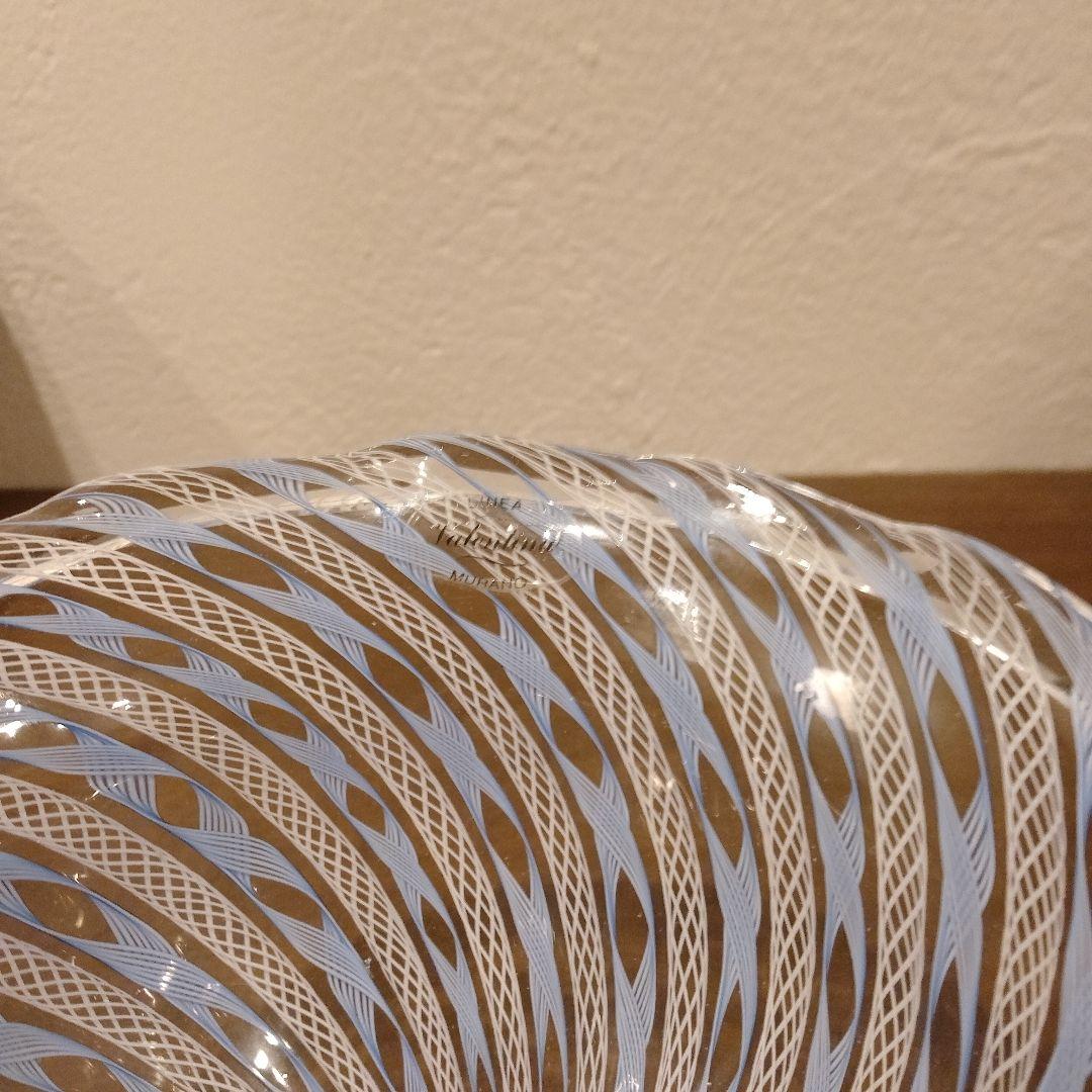 ベネチアンガラス　ムラノ　MURANO　コンポート　水色　レース　インテリア