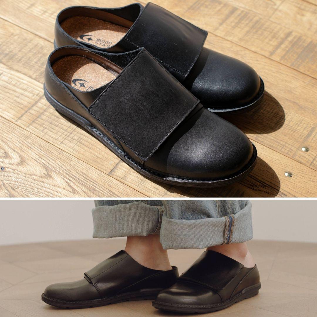 【美品】ムーンスター レザーサンダル 28cm ブラック 本革