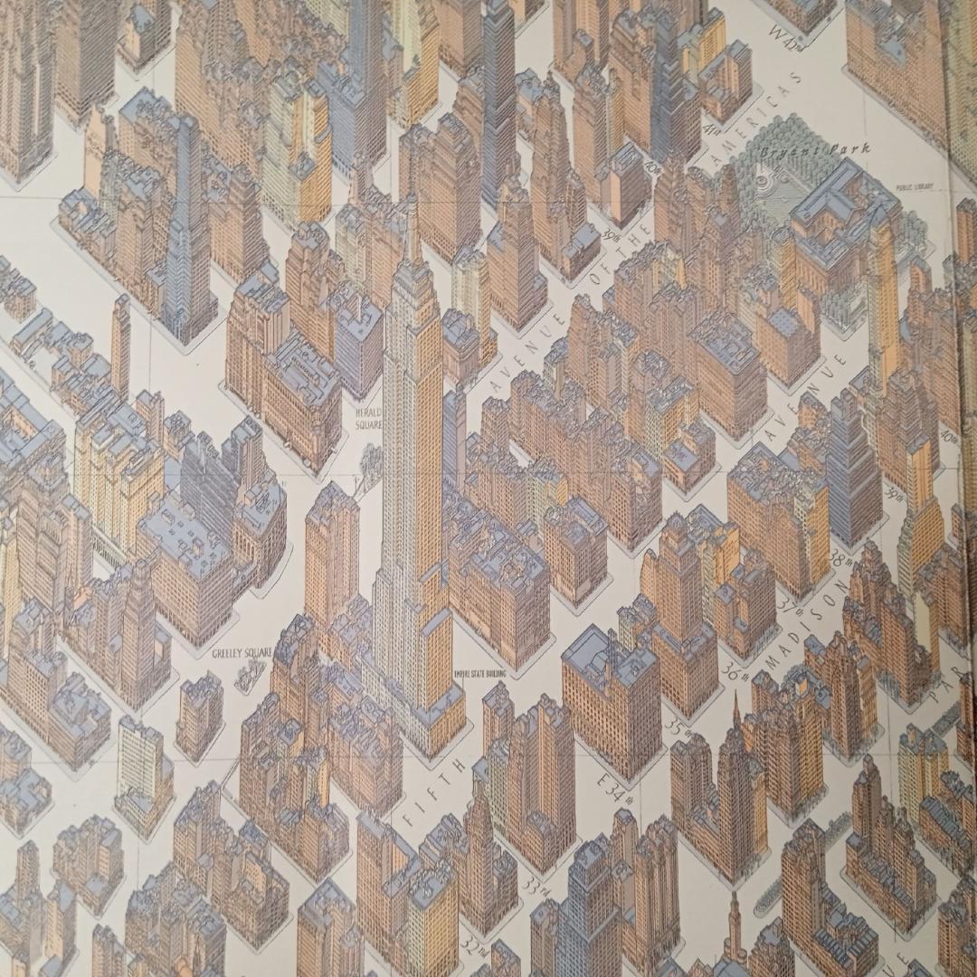 ニューヨーク 地図 超細密 鳥瞰図 マンハッタン ミッドタウン 1963ボルマン