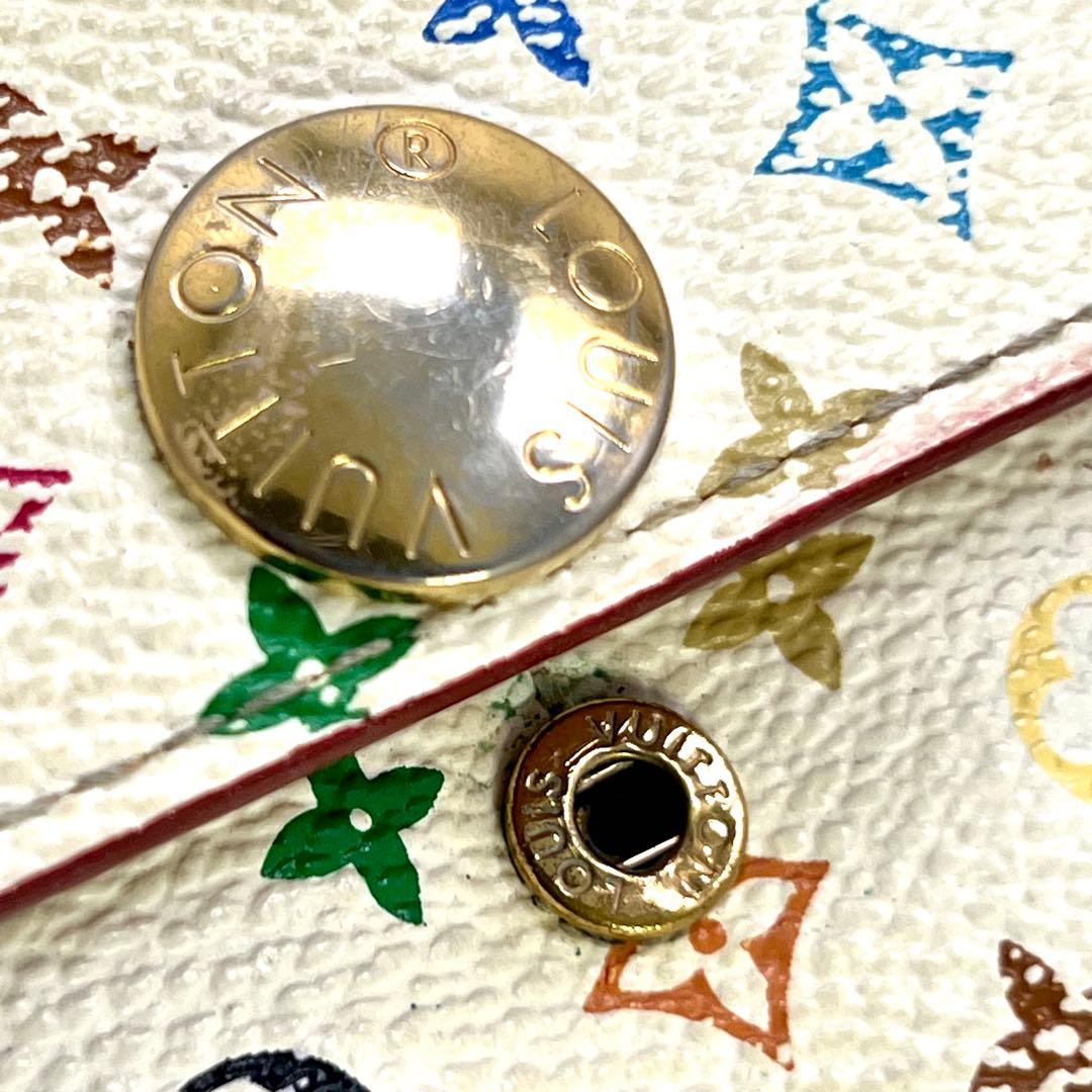 ルイヴィトン モノグラムマルチカラー ポルトフォイユサラ 村上隆 白×ベージュ