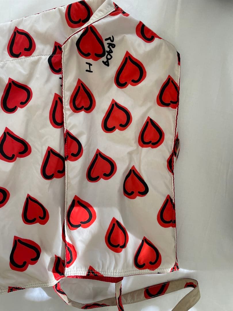 PRADA プラダ ハート柄 エコバッグ ホワイト/レッド ショルダーバッグ