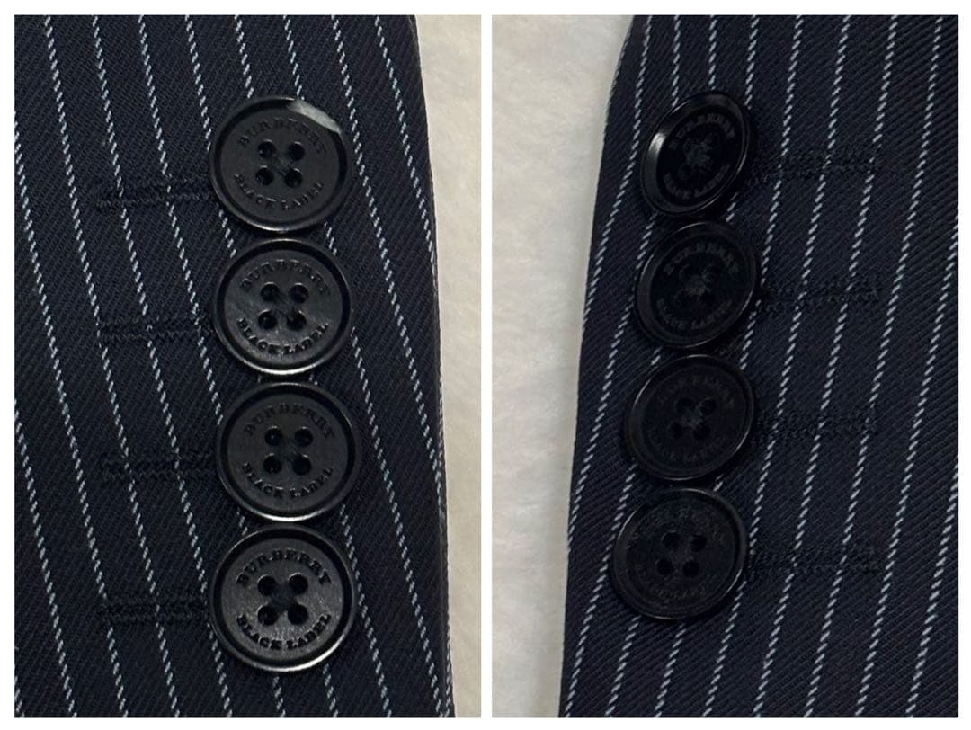 [希少]バーバリー ブラックレーベル ストライプ セットアップ スーツ ネイビー