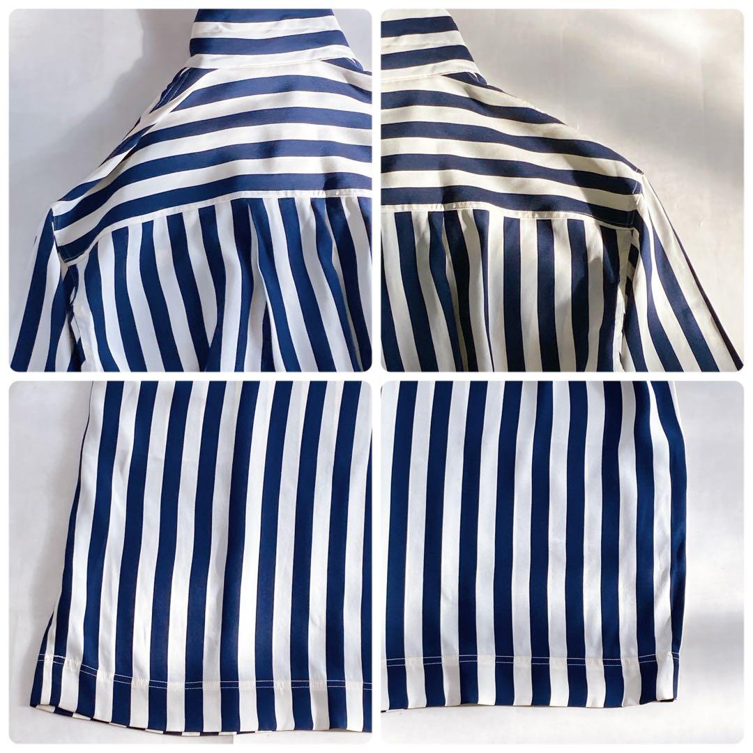 美品 フェラガモ シルク100 シャツワンピース ロゴボタン グログランリボン