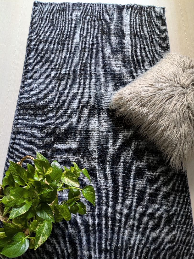 86×176 オーバーダイ　ブラックダークネイビー　トルコヴィンテージラグ