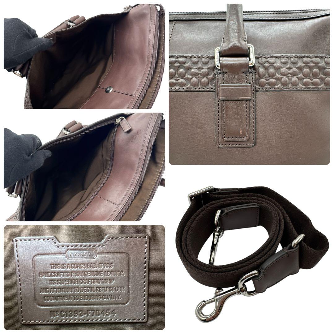 美品 コーチ 2way ビジネスバッグ ブラウン レザー ロゴ刻印