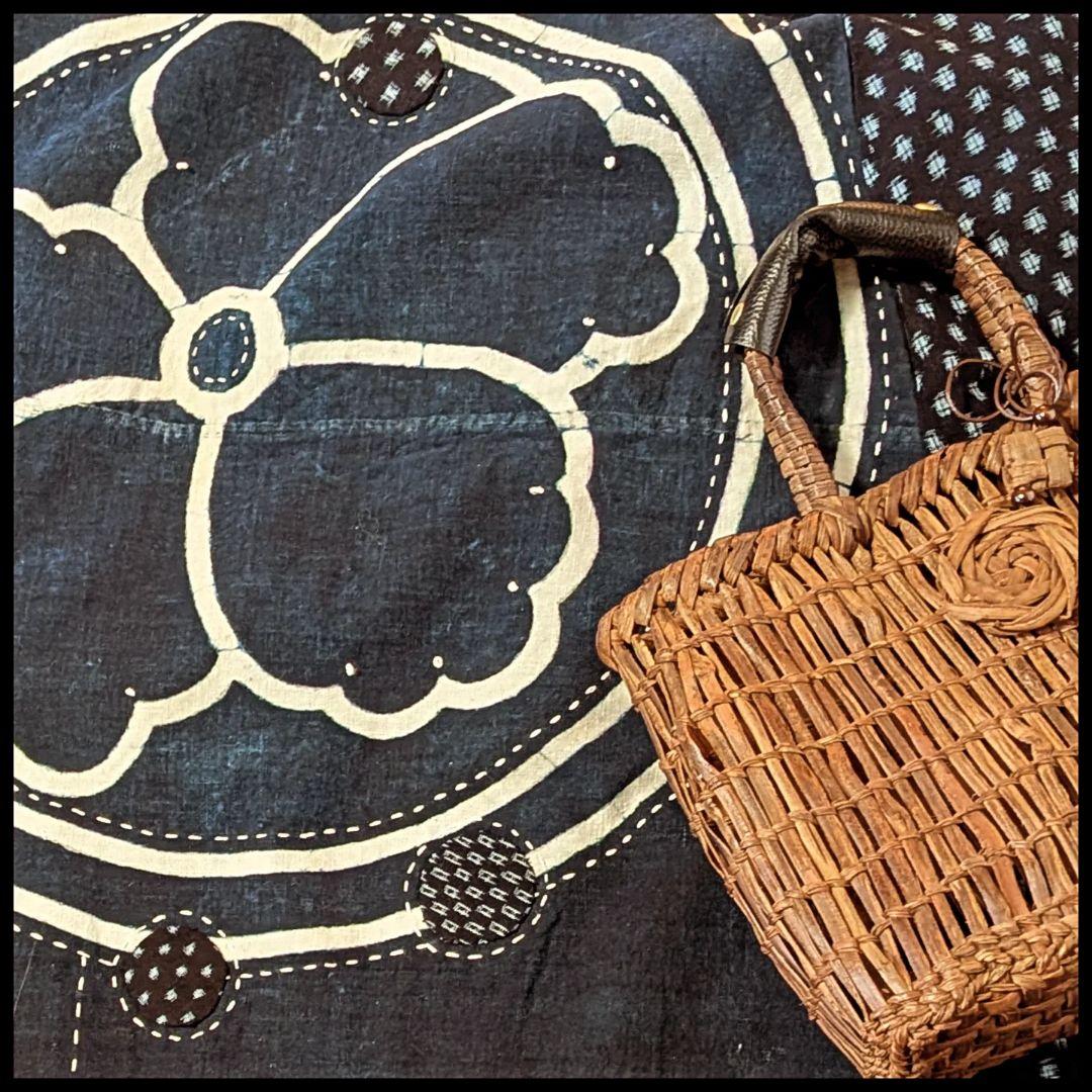 藍染家紋風呂敷♥古布リメイクワンピース　フォーウェイタイプ