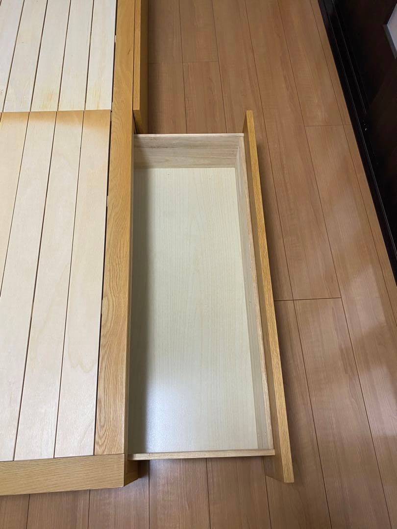 無印良品 オーク材シングルサイズ 引き出し付きベットフレーム 布団カバー付き