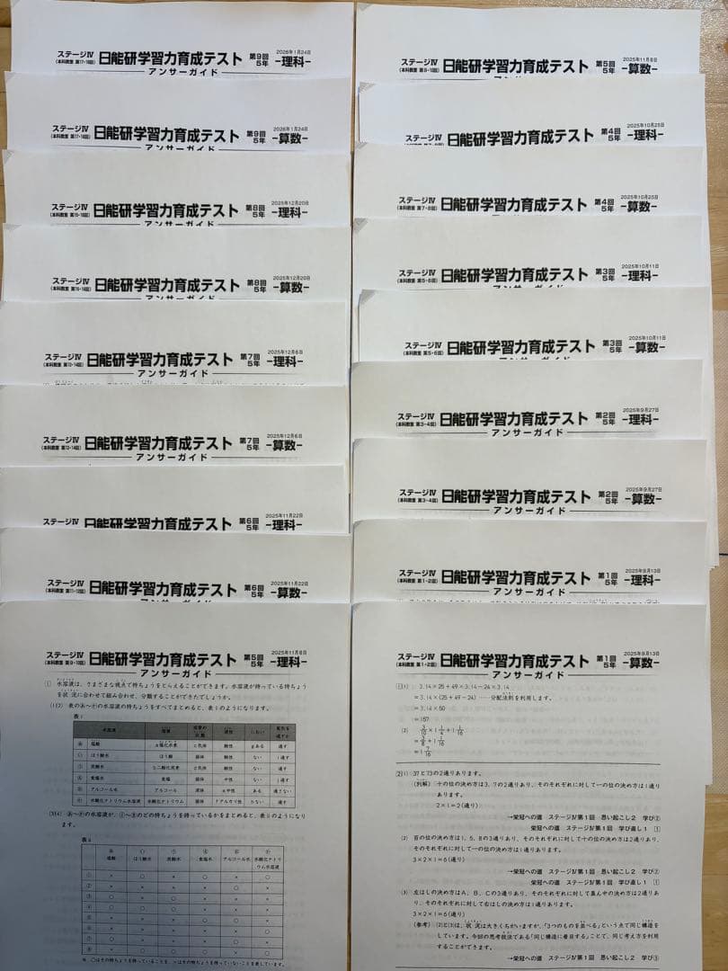 未使用 2025年度 日能研 5年生 学習力育成テスト 9回分 後期