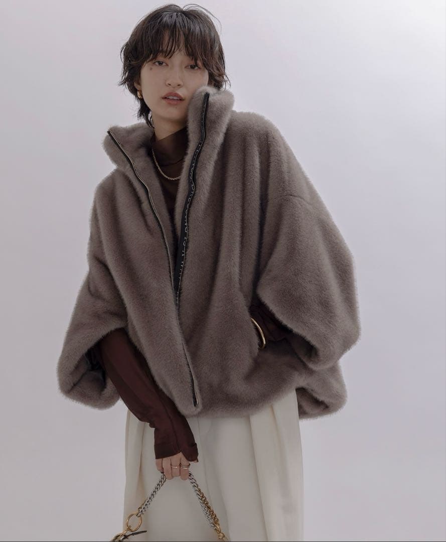 新品 エイミーロウEimee Lawミンクファー スタンドネックショートコート