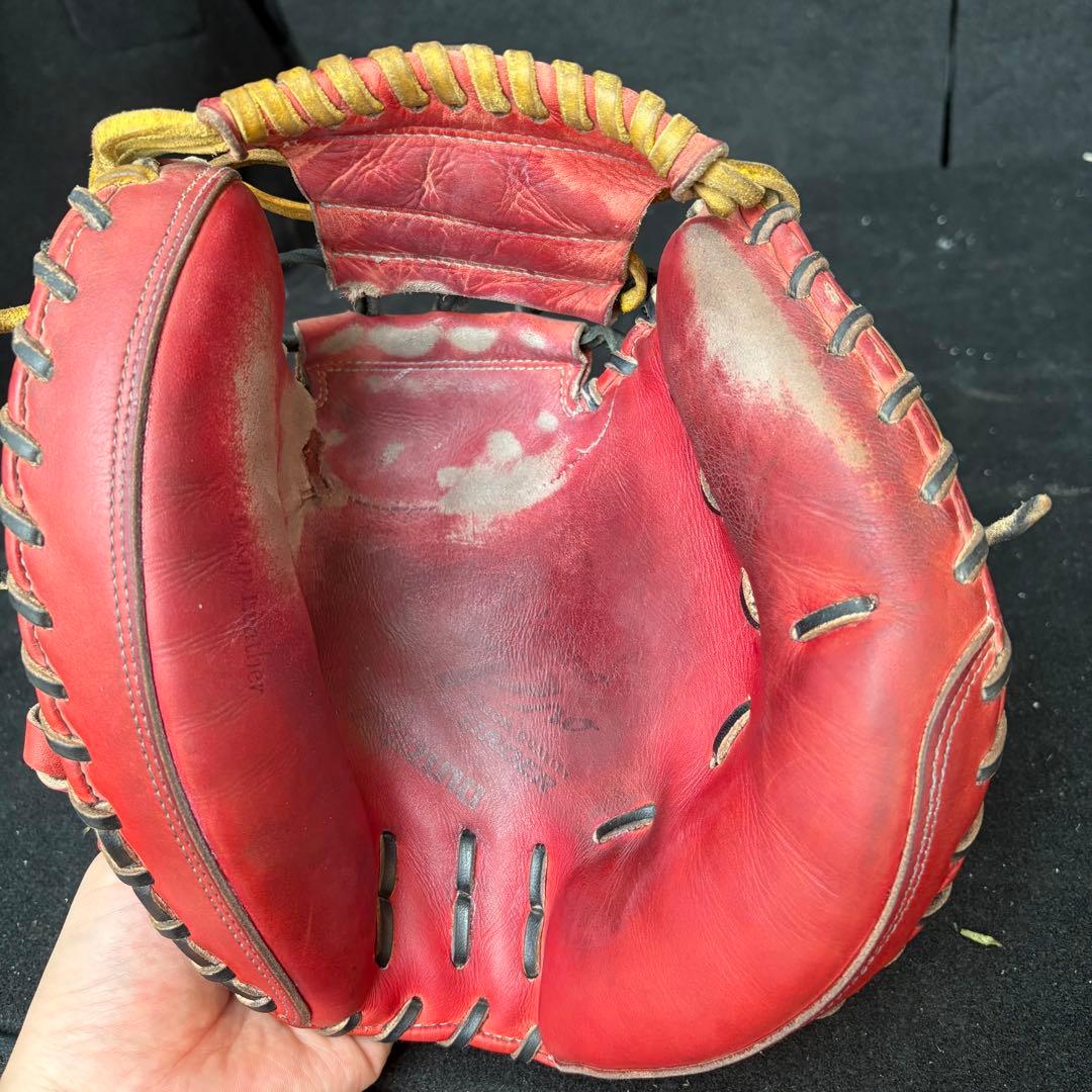 【送料無料】硬式グローブ　ミズノ　キャッチャーミット　レッド　軟式グローブ　赤
