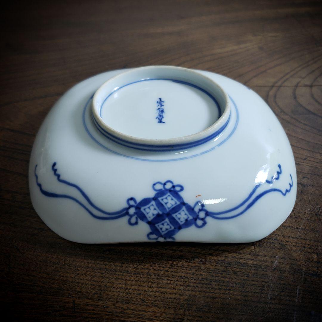 角皿　古伊万里　色絵　獅子　麒麟　七宝紋　唐花草　銘　明治　大正　訳あり