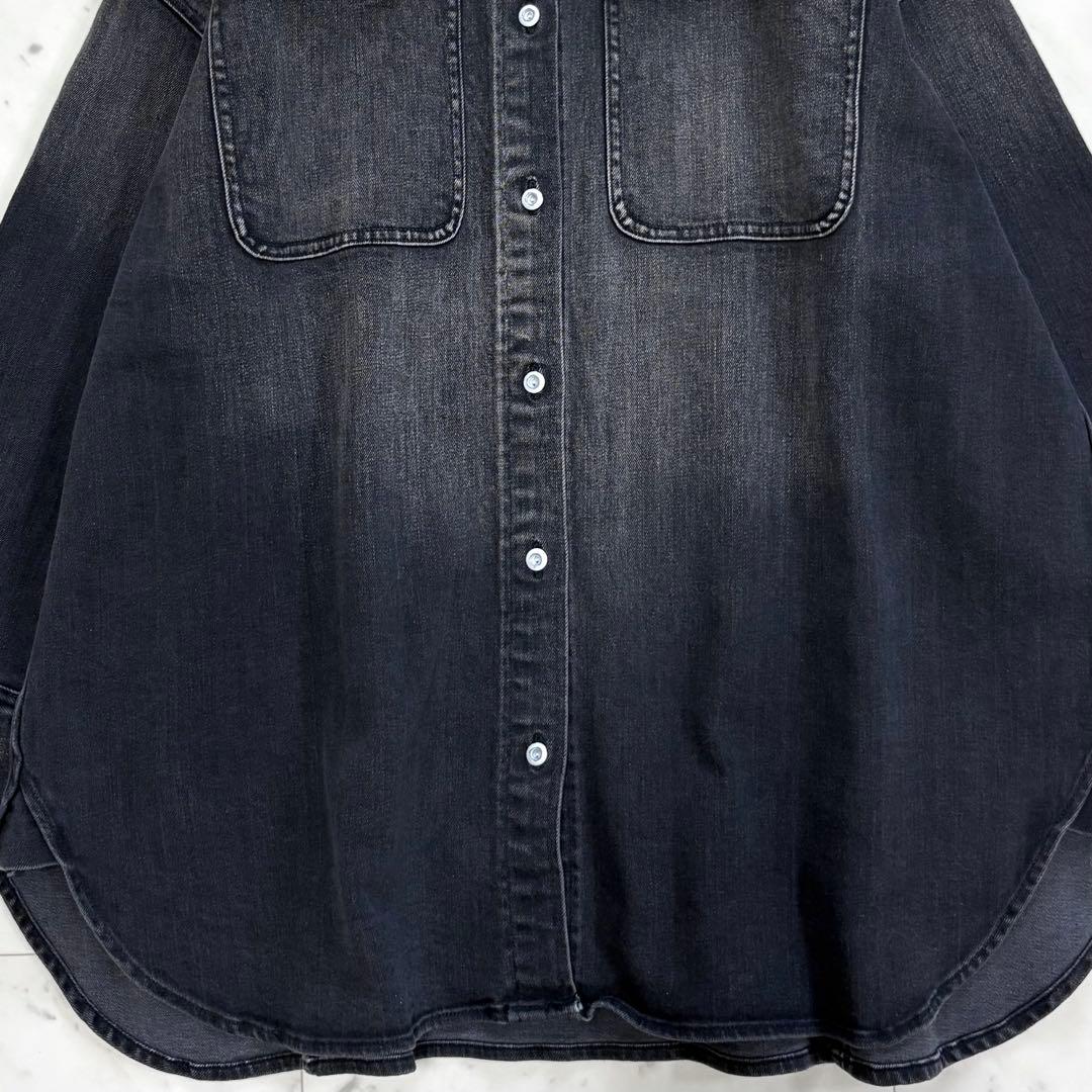 極美品✨ヘルシーデニム　アーモンド　デニムシャツ　オーバーサイズ　ゆったり　黒