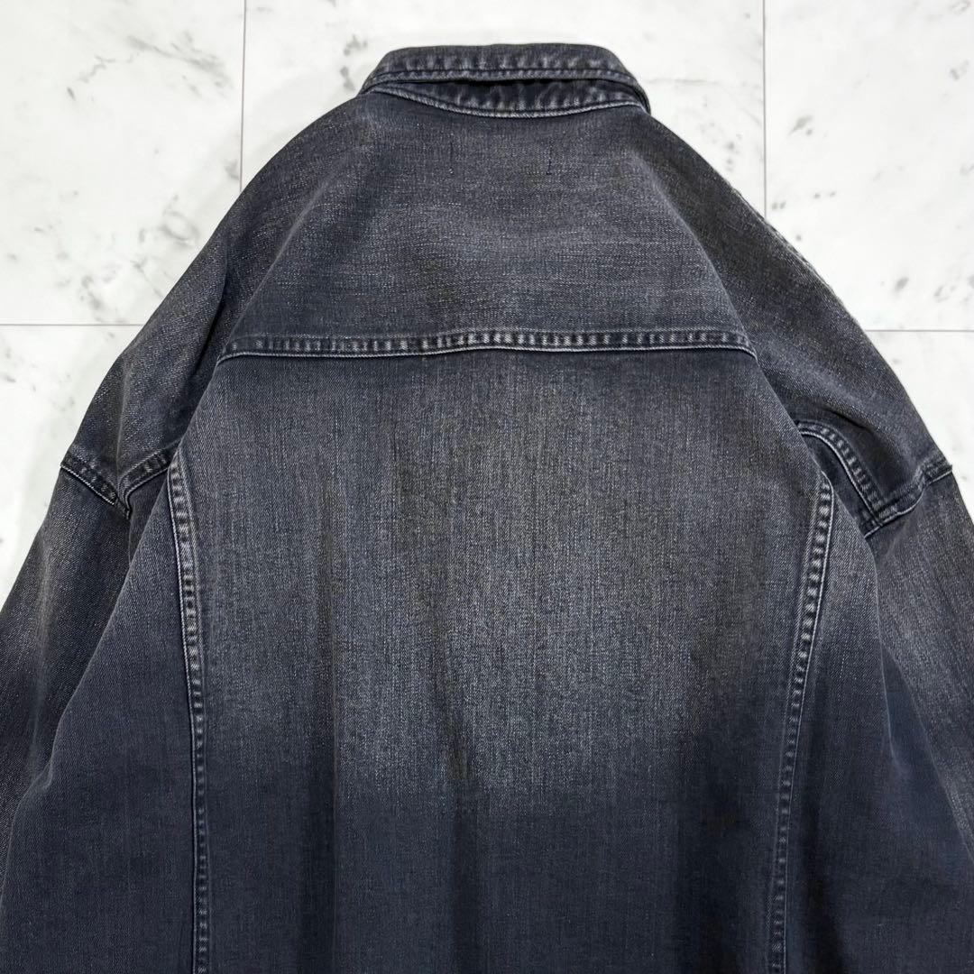 極美品✨ヘルシーデニム　アーモンド　デニムシャツ　オーバーサイズ　ゆったり　黒