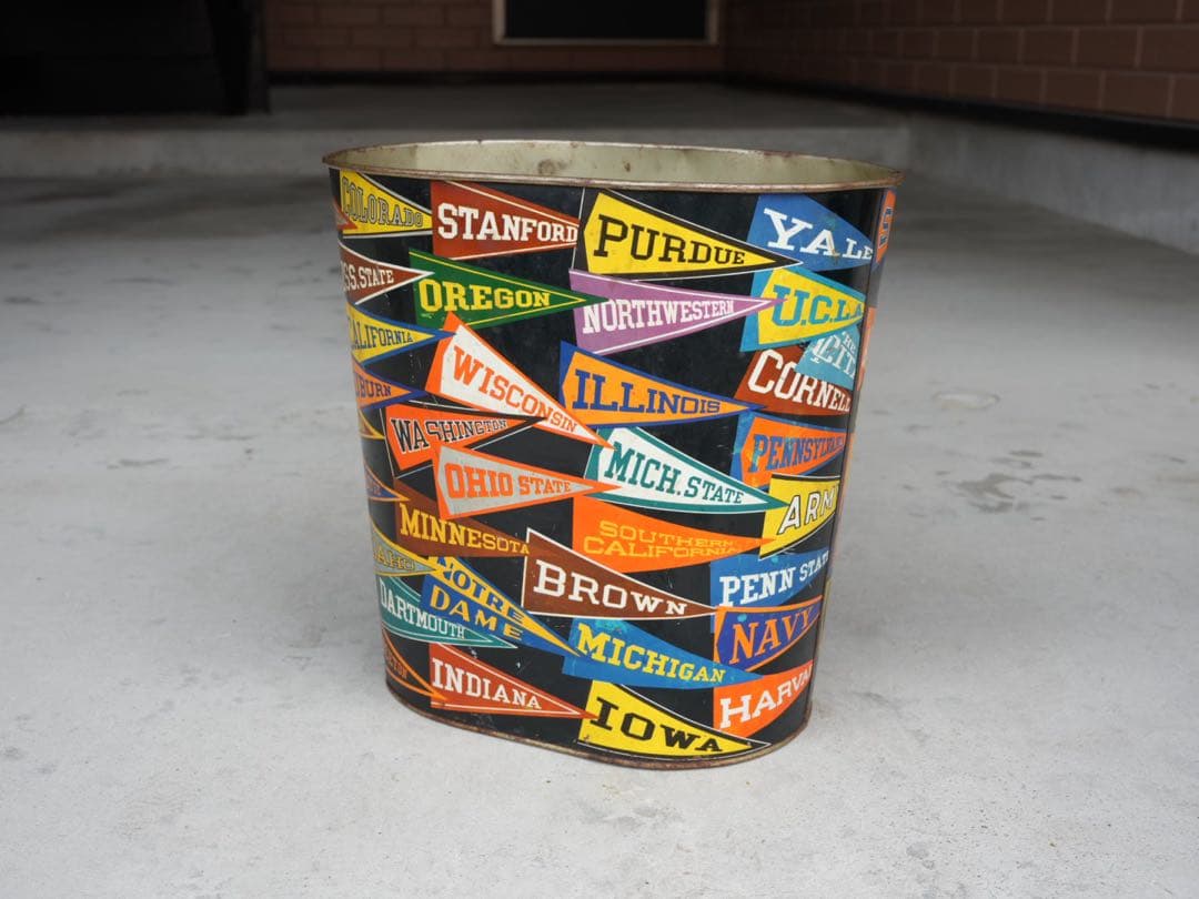 カレッジペナント　ダストボックス　ゴミ箱　ヴィンテージ アンティーク