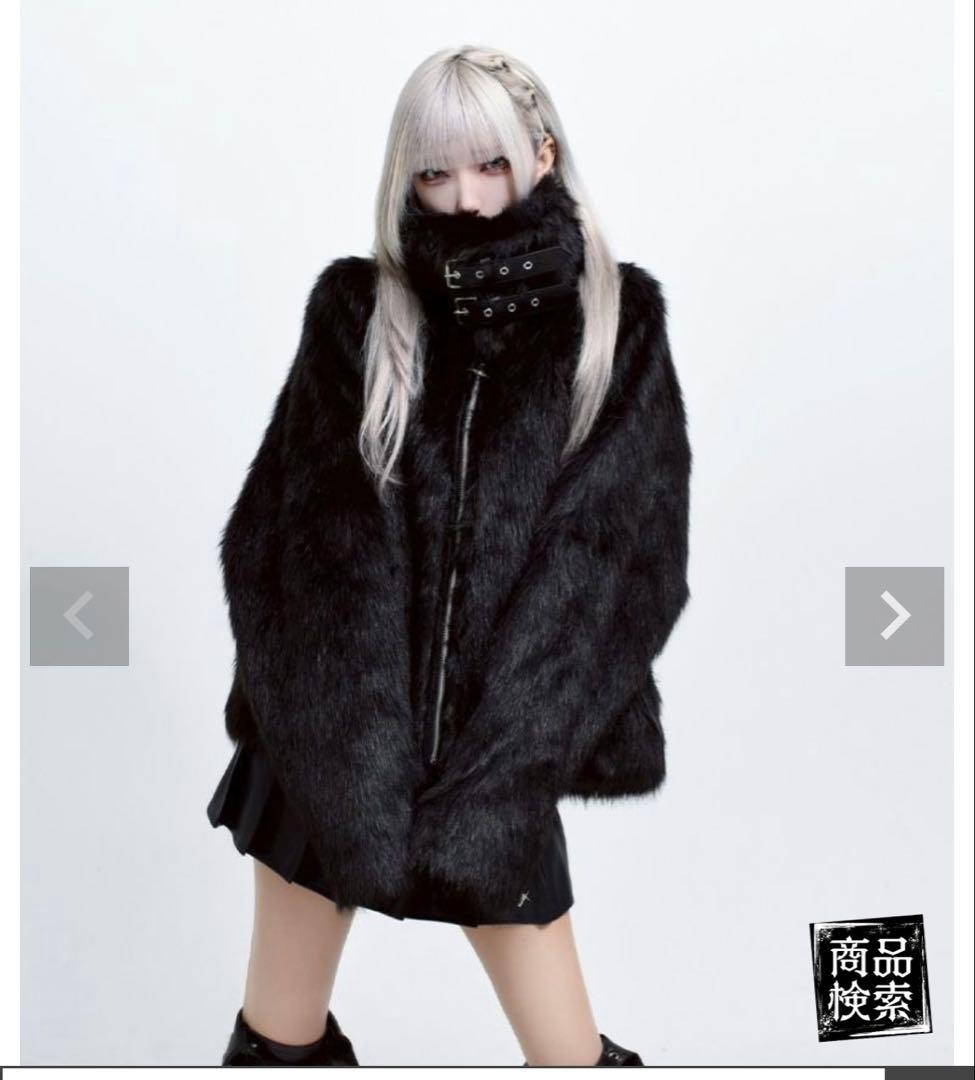 REFLEM【レフレム】ベルト付きファーブルゾン/黒