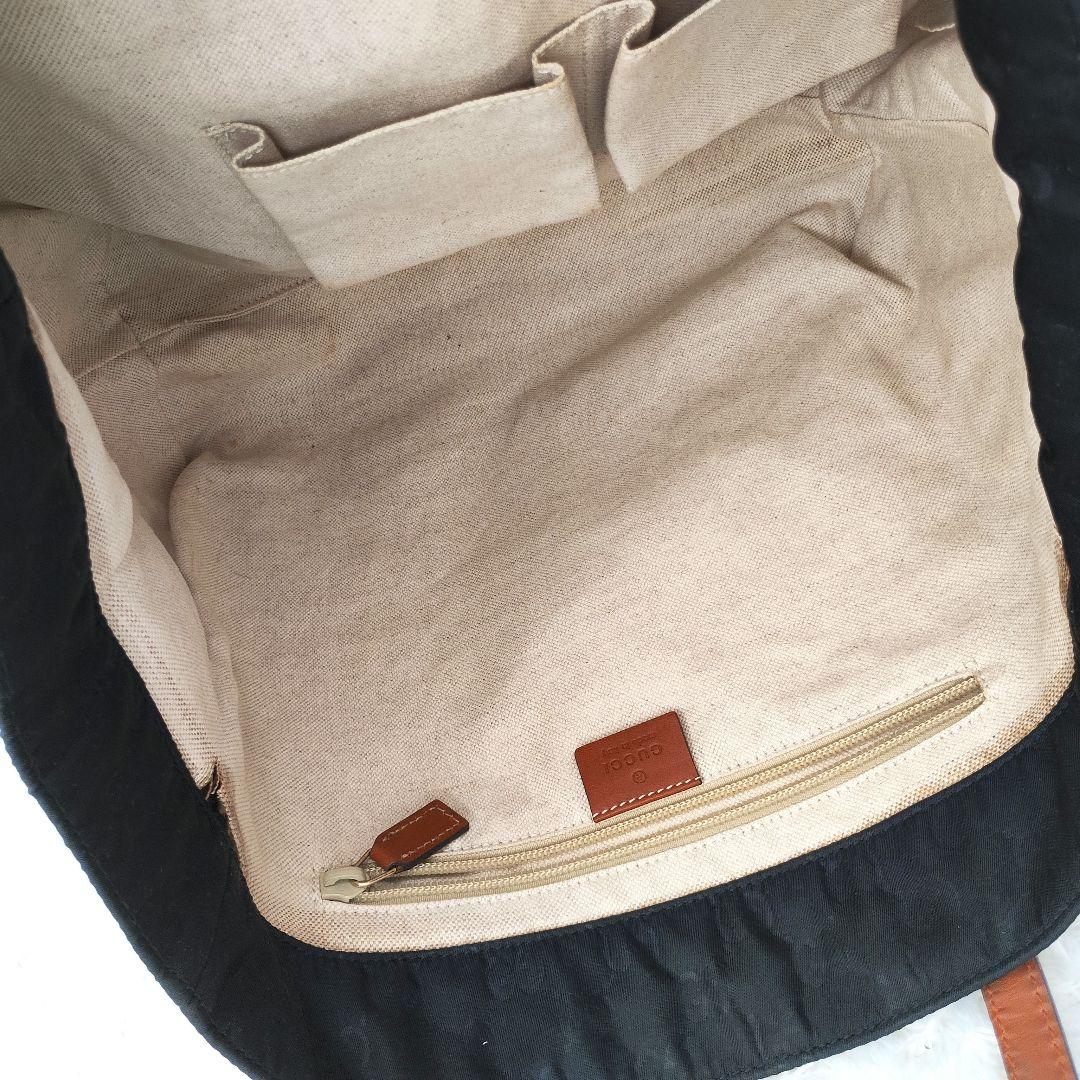 GUCCI✨️ナイロン レザー トートバッグ ショルダーバッグ ネイビー GG柄