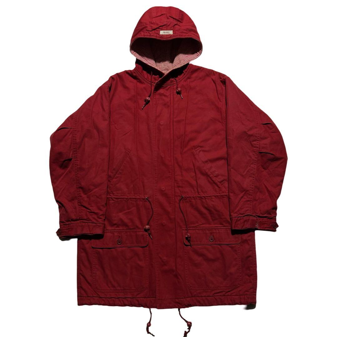 90s PINK HOUSE モッズコート ギンガムチェック ロゴ 赤 フード