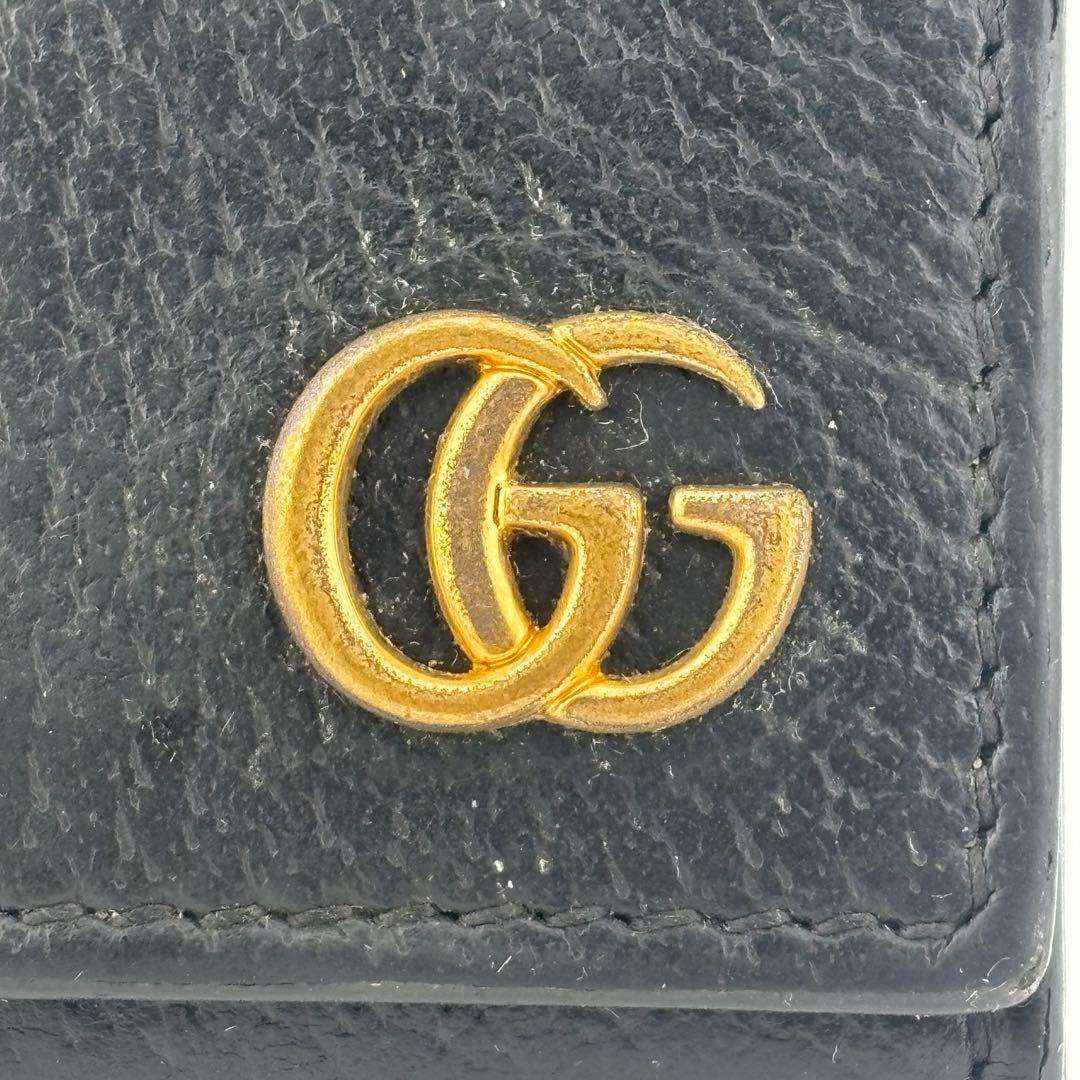 良品 グッチ GGマーモント ケース 473959 レザー ブラック