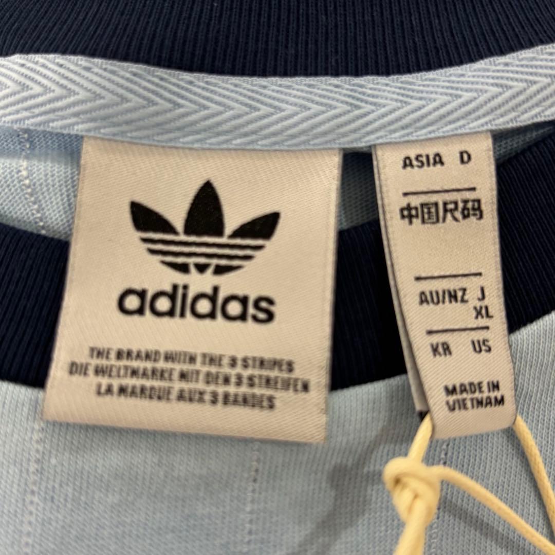 希少XL⭐️adidas リニアグラフィック カリTシャツ ブルー×ネイビー