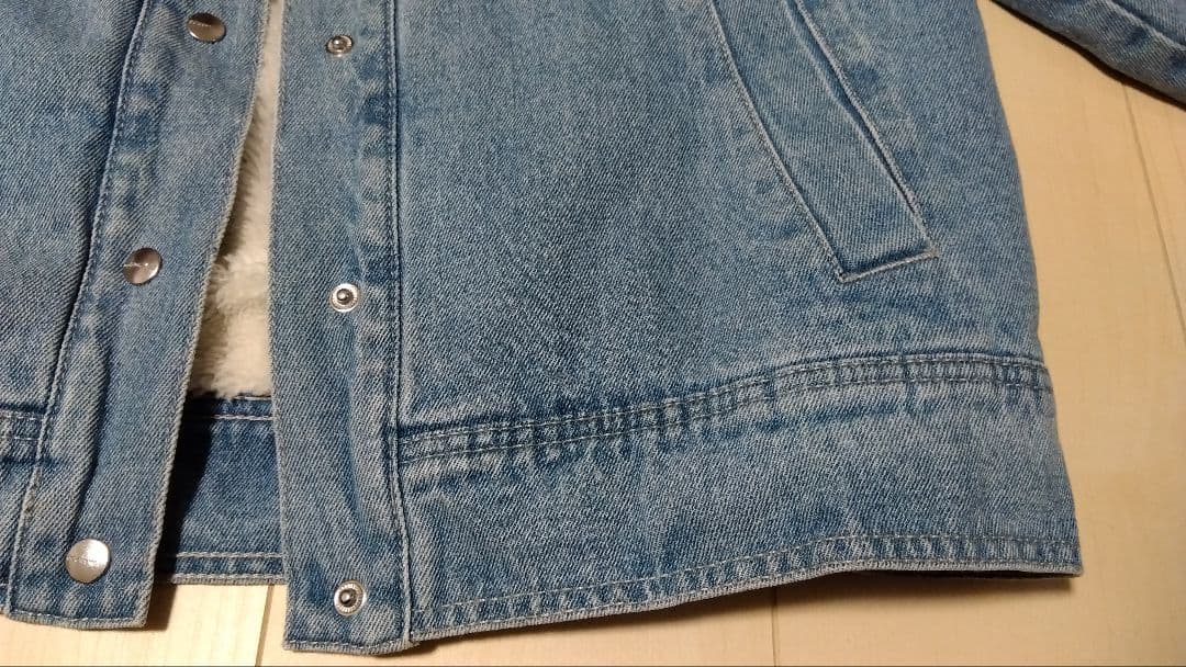 【S】adidas ボア　襟付き　デニム　ジャケット 　レディース　XS