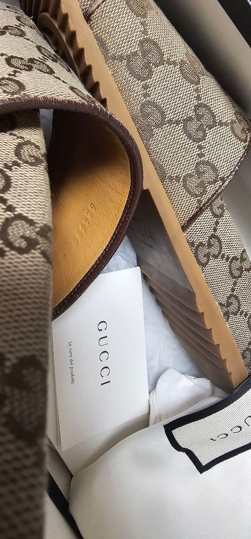 GUCCI グッチ　厚底　サンダル　エボニー　GG柄　キャンバス　メンズ　極美品