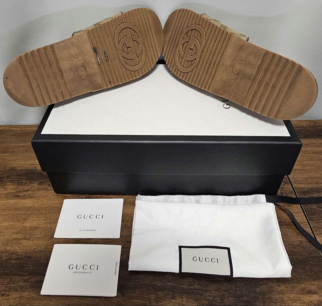 GUCCI グッチ　厚底　サンダル　エボニー　GG柄　キャンバス　メンズ　極美品