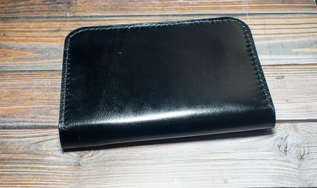 ミドルトラッカーウォレット 三層　馬革 茶芯ブラック　真鍮 トラッカーウォレット