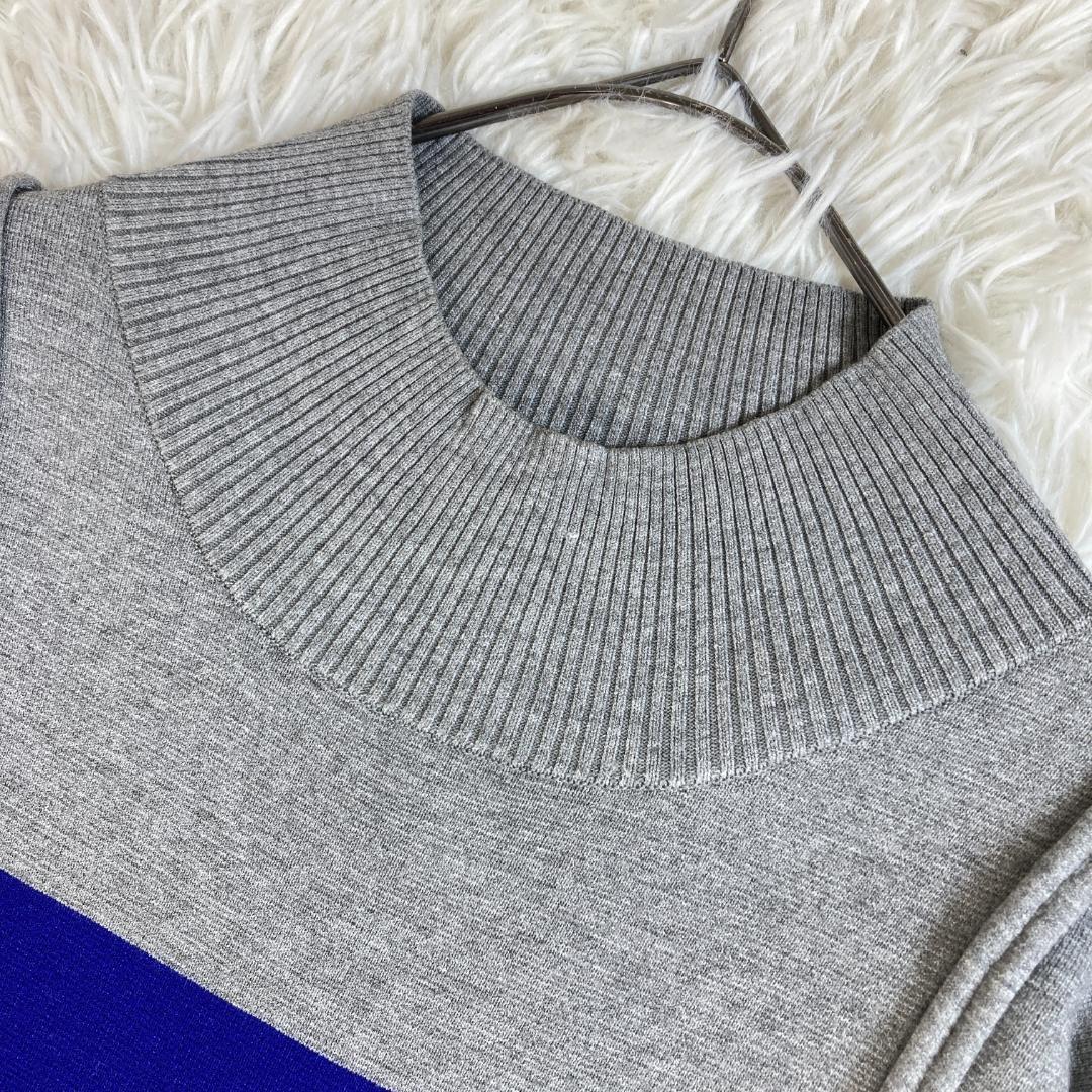 美品　UN3D.　アンスリード　ポイントカラーニットワンピース　グレー　38