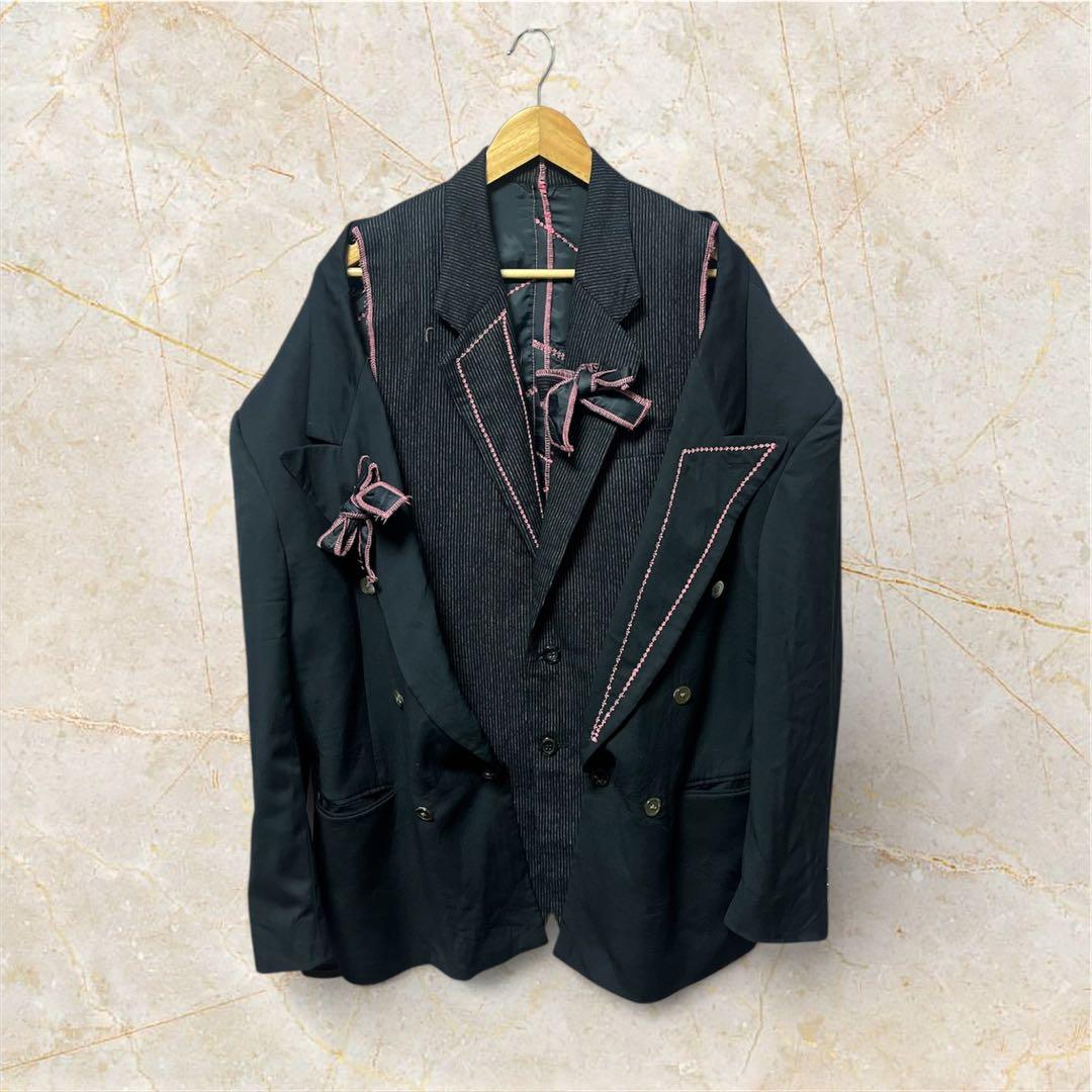 リメイク ピンクリボン テーラードジャケット 袴スラックス セットアップ