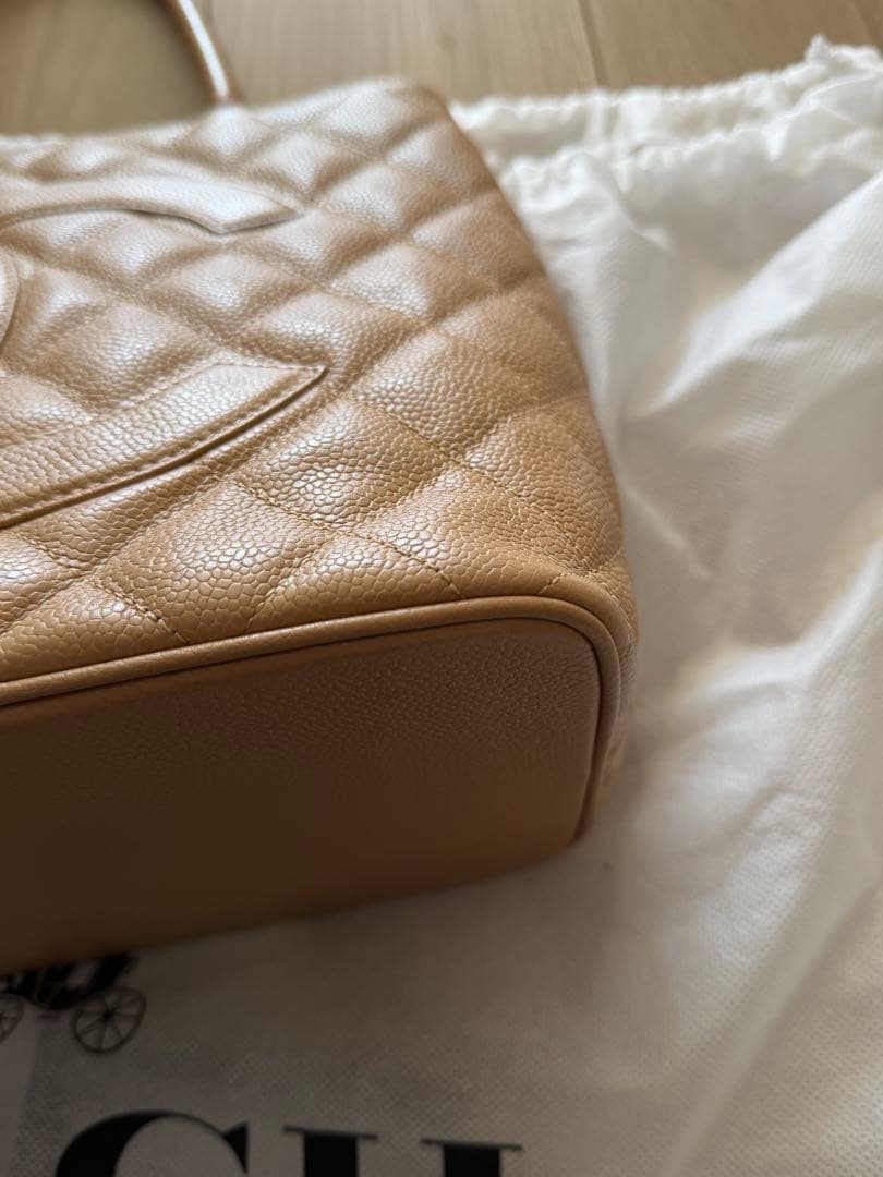 CHANEL ベージュ 復刻トートキャビアスキン トート/ハンドバッグ