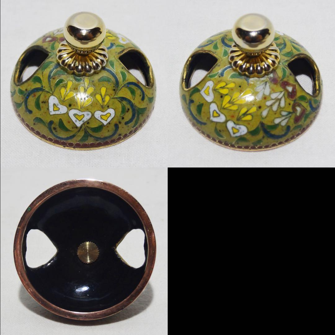 【錦雲軒 稲葉七宝】 玉形耳付古代文 七宝香炉 共箱 茶道具 香道具