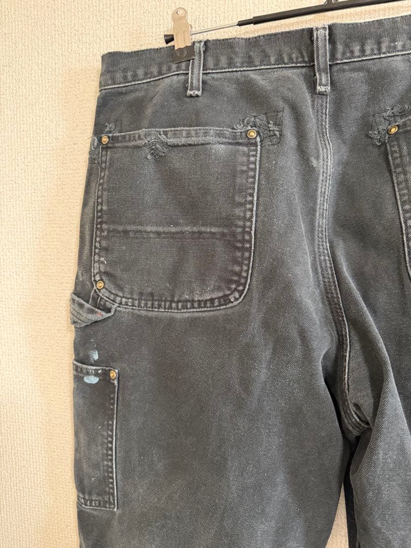 34×32 Carhartt ダブルニー 墨黒フェード 雰囲気系 ボロ
