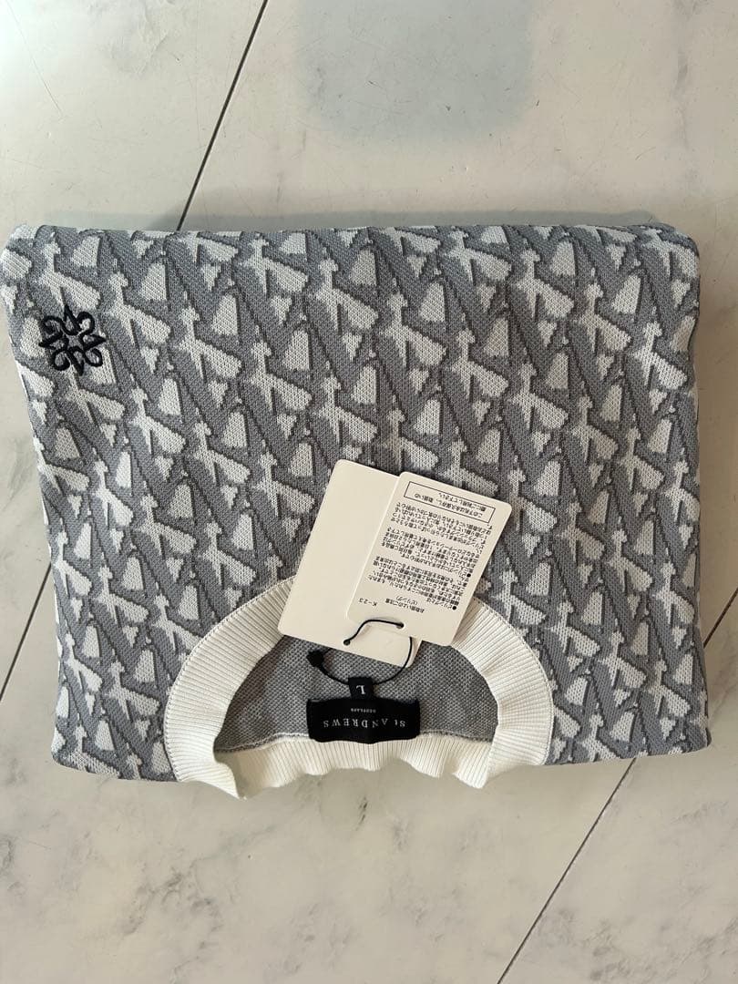 St Andrews グレー ホワイト セーター L