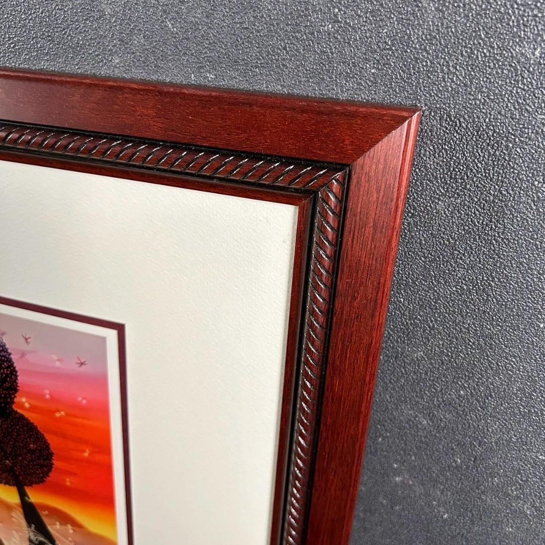 美品 藤城清治「夕日の思い出」レフグラフ 直筆サイン入 証明シール有 お洒落額装