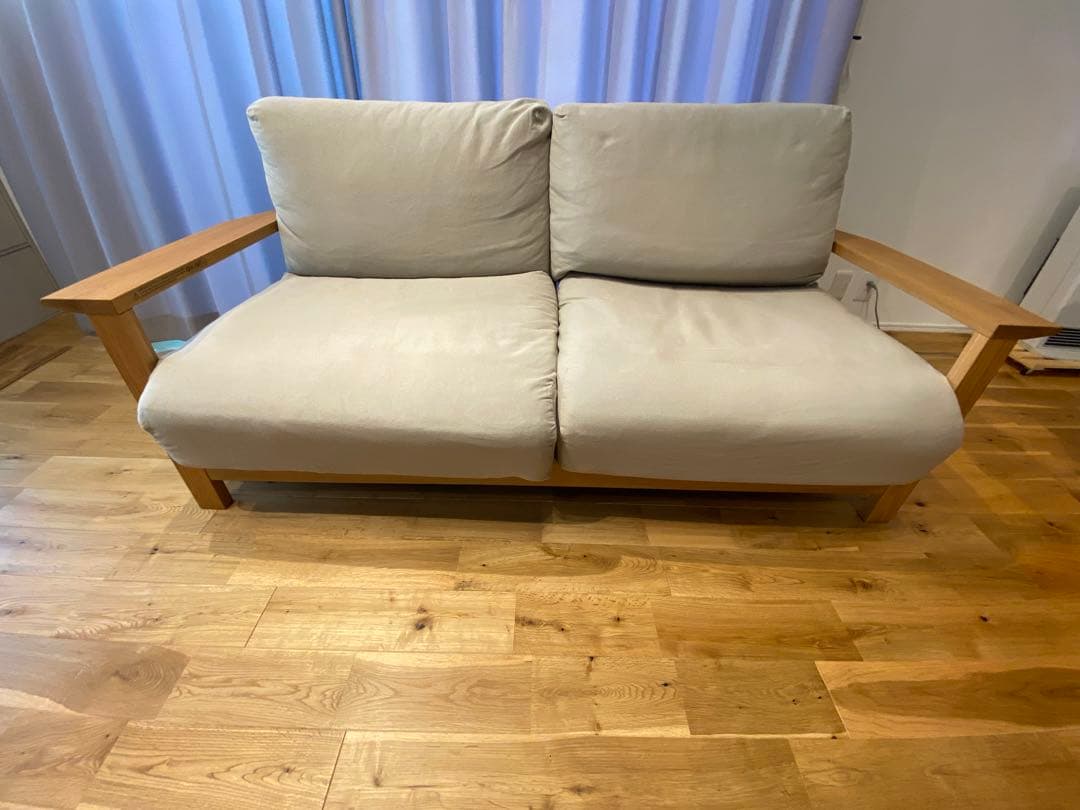 無印ソファ本体木製フレーム　フェザーポケットコイル２．５シーター