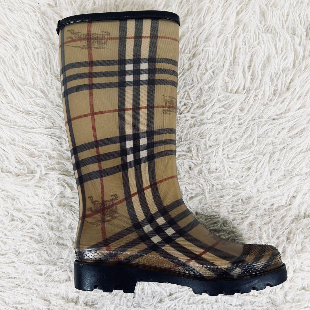 美品　Burberr　バーバリー　ノバチェック　レインブーツ　シャドーホース