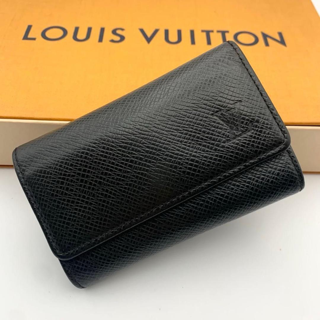 美品 ルイヴィトン ミュルティクレ6 キーケース キーホルダー 革 タイガ 黒