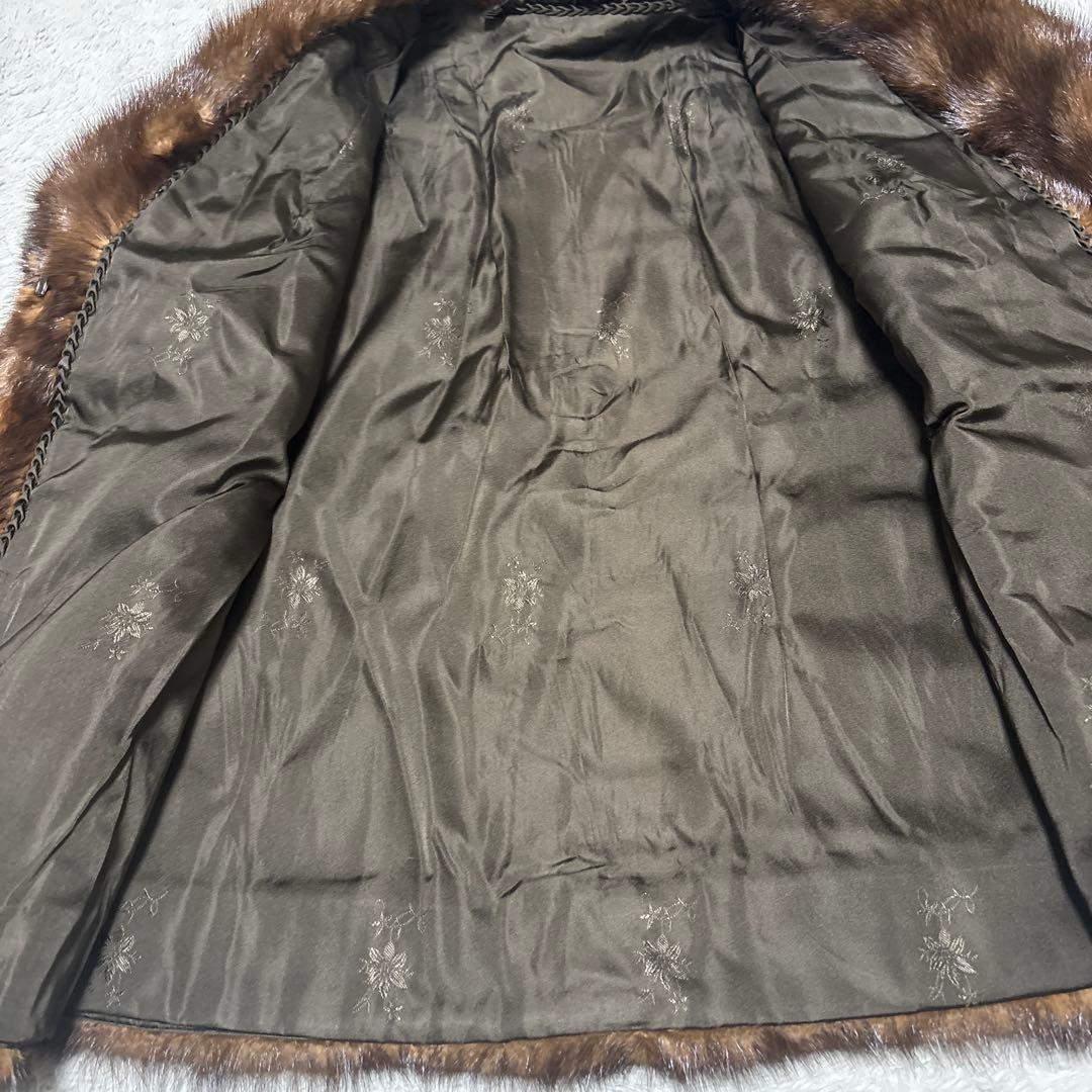 未使用タグ付　最高級　デミバフミンク　ブラウンミンク 襟付きファーコート　M相当